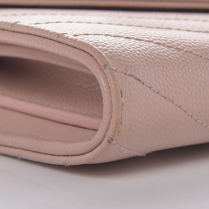 Saint Laurent Grain De Poudre Matelasse Chevron Monogram Wallet Pale Pink 9 of 12