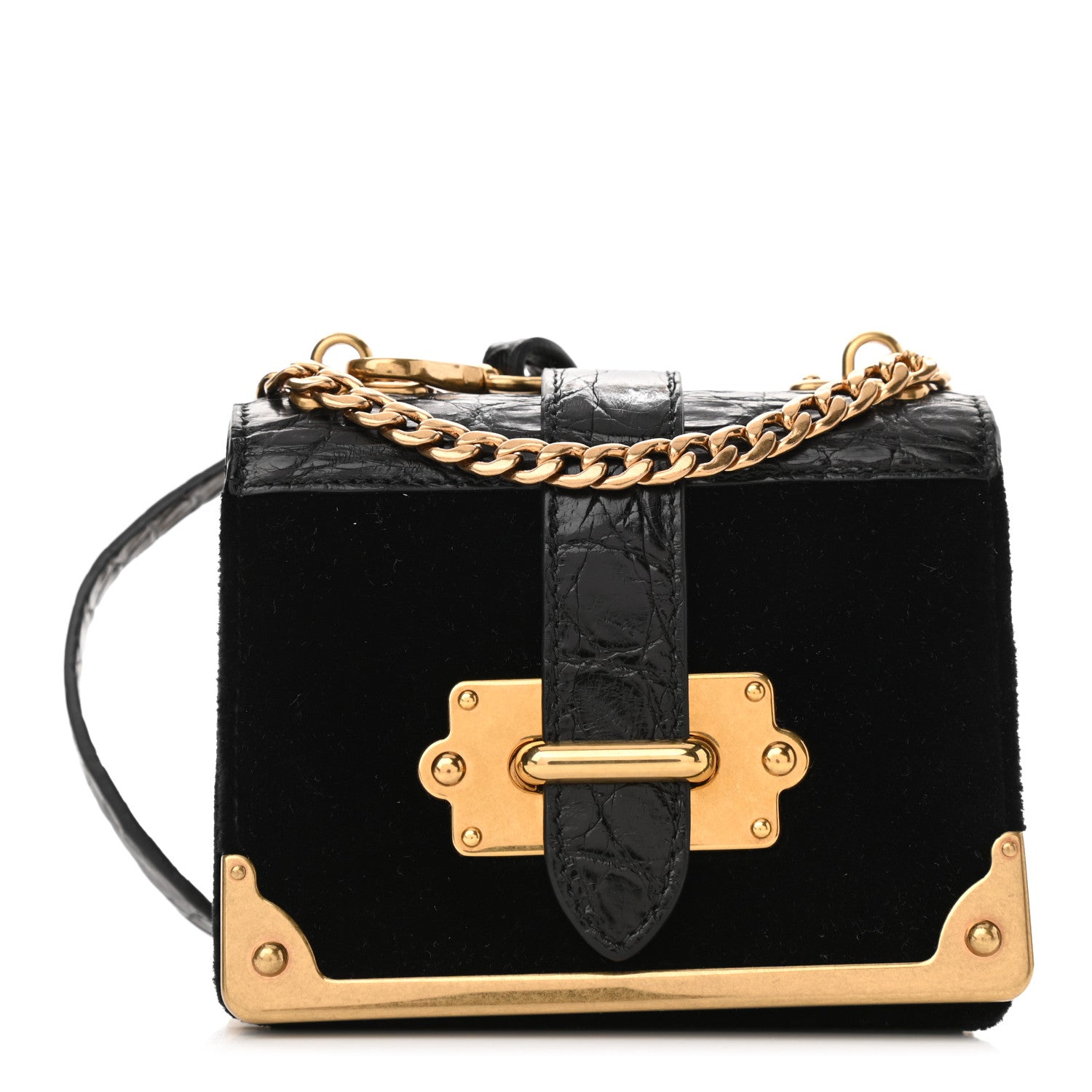 Prada Velluto Crocodile Micro Cahier Bag Black 1 of 12