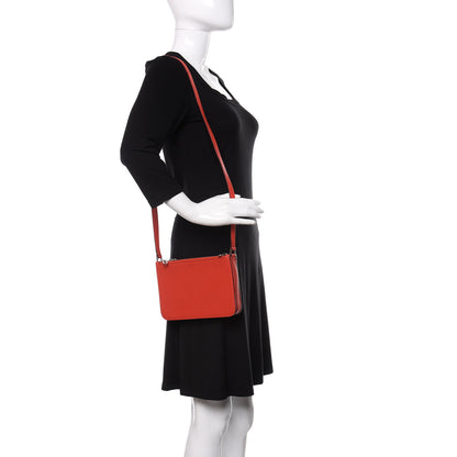 Burberry Grainy Goatskin Triple Zip Crossbody Bag Bright Red 2 of 10