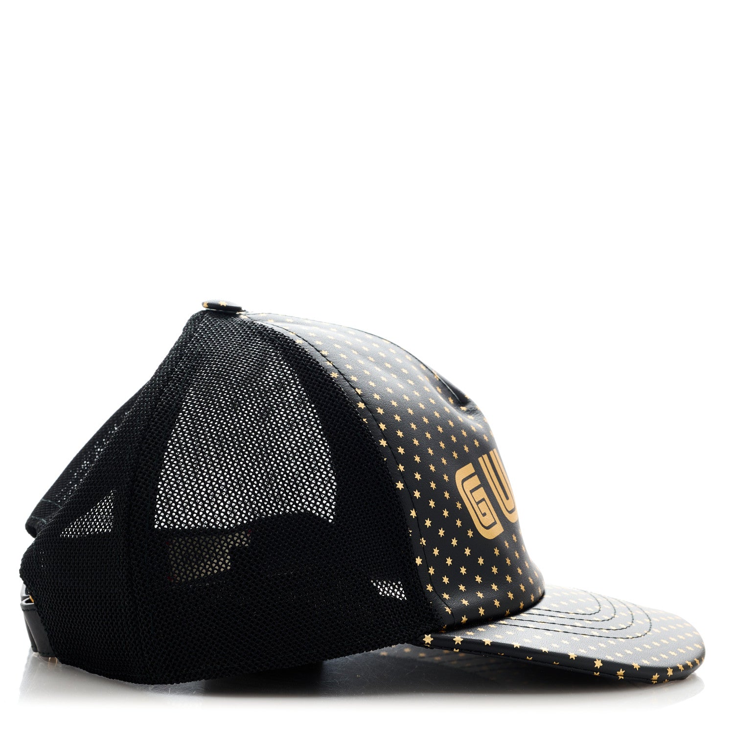 Gucci X SEGA Calfskin GUCCY Stars Baseball Hat M Black Gold 6 of 9