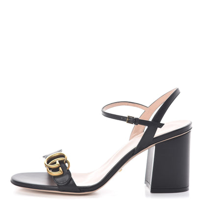Gucci Lifford Calfskin GG Marmont Ankle Wrap 75mm Sandals 39 Black 1 of 9
