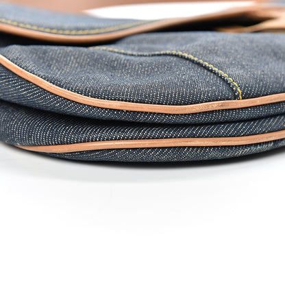 Christian Dior Denim Calfskin Saddle Bag Blue 8 of 13