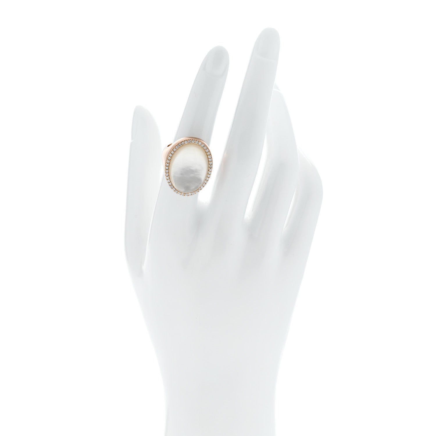 Roberto Coin 18K Rose Gold Diamond Mother of Pearl Doublet Oval Cocktail Ring 53 6.25 2 of 6
