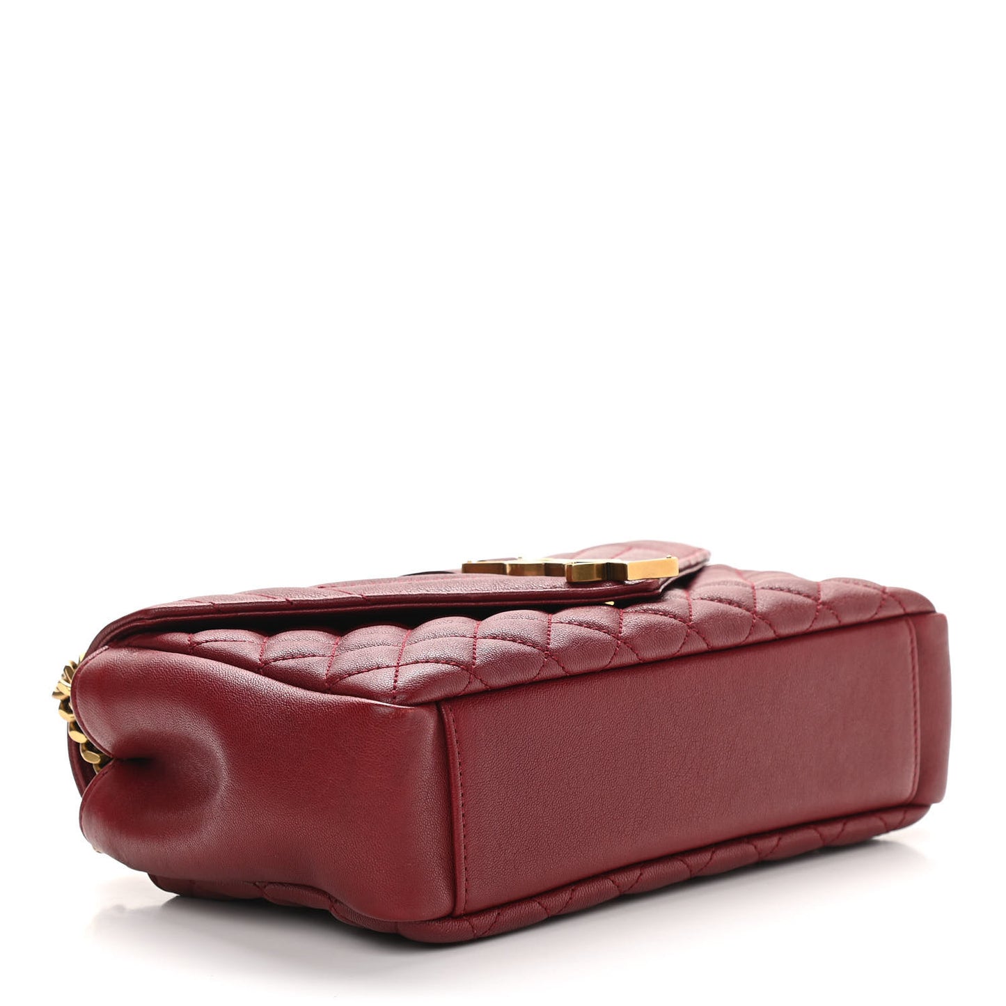 Sheepskin Tri-Quilt Monogram Medium Soft Envelope Bag Red