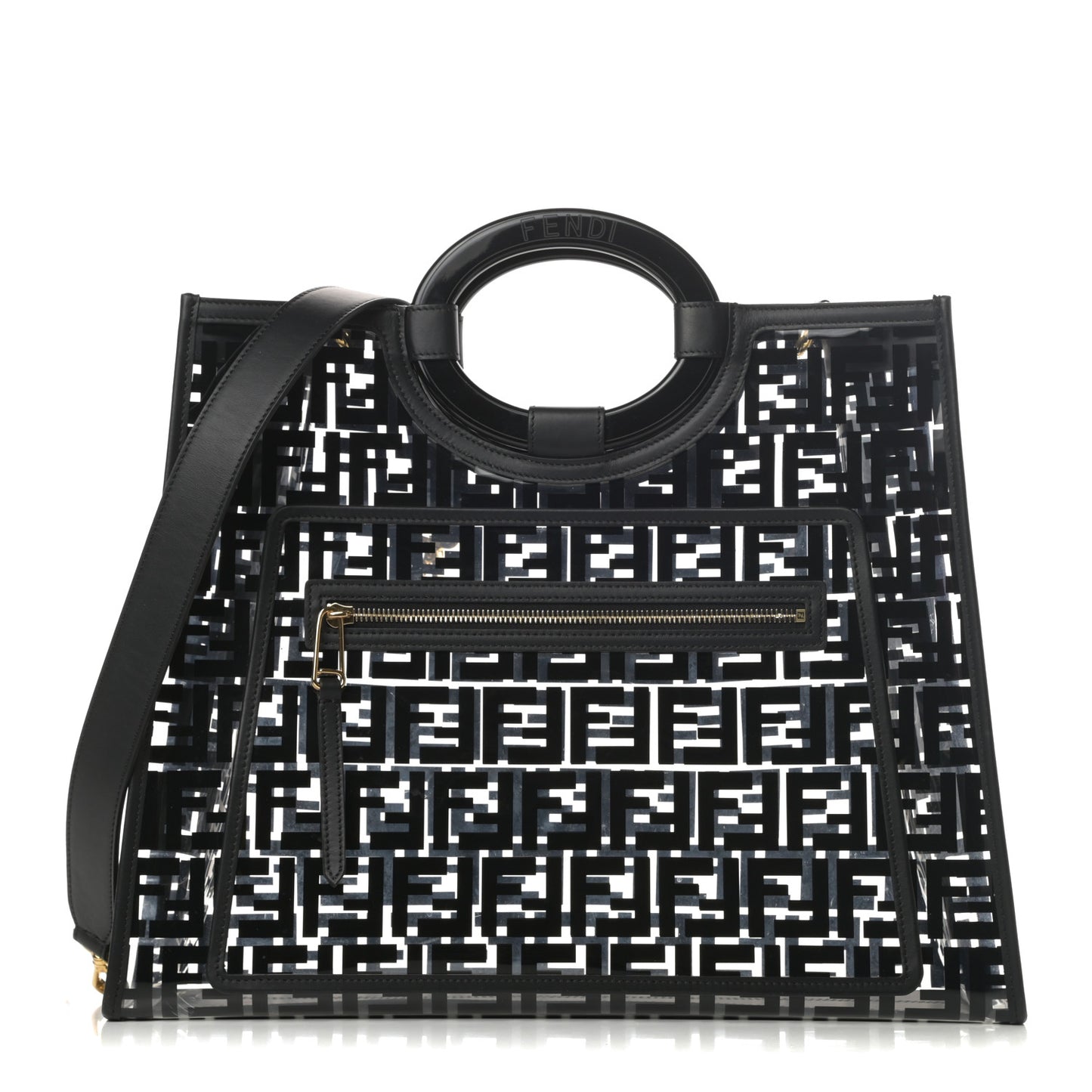 TPU FF Vitello Century Plexiglass Medium Runaway Shopper Tote Black