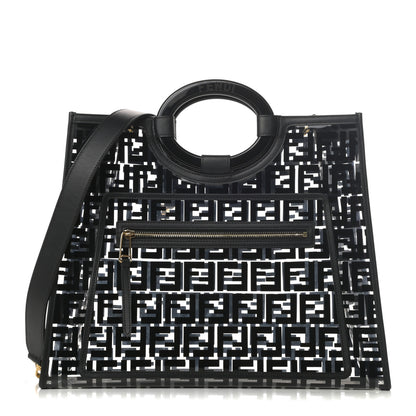 Fendi TPU FF Vitello Century Plexiglass Medium Runaway Shopper Tote Black 1 of 12