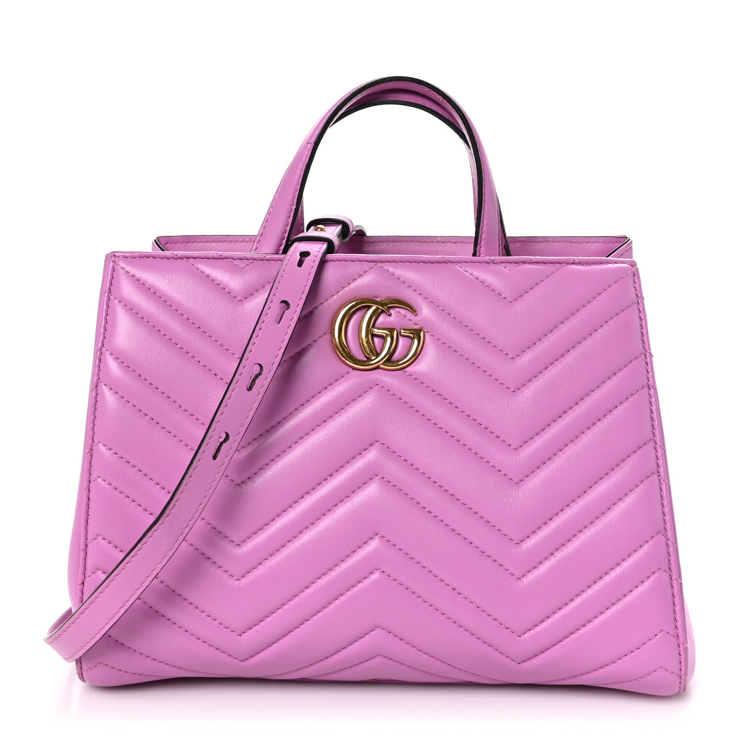 Gucci Calfskin Matelasse Small GG Marmont Tote Candy Mousse 1 of 12