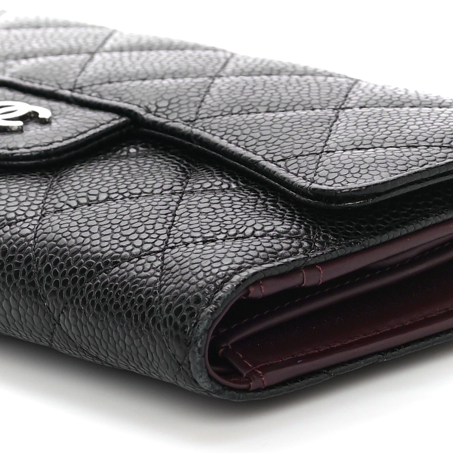 Caviar Quilted Large Flap Wallet Black
