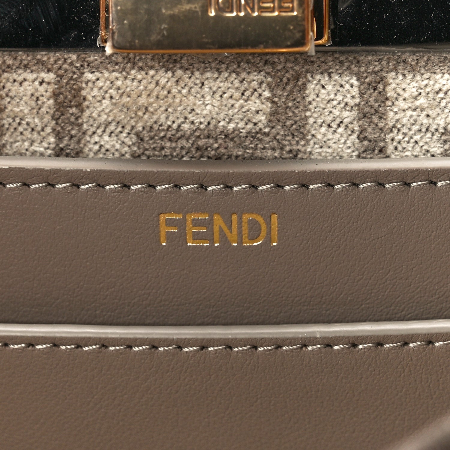 Fendi Chenille Vitello Seta FF Small Peekaboo I SEE U Satchel Tortora Nuvola 6 of 10