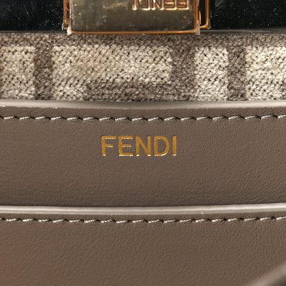 Fendi Chenille Vitello Seta FF Small Peekaboo I SEE U Satchel Tortora Nuvola 6 of 10
