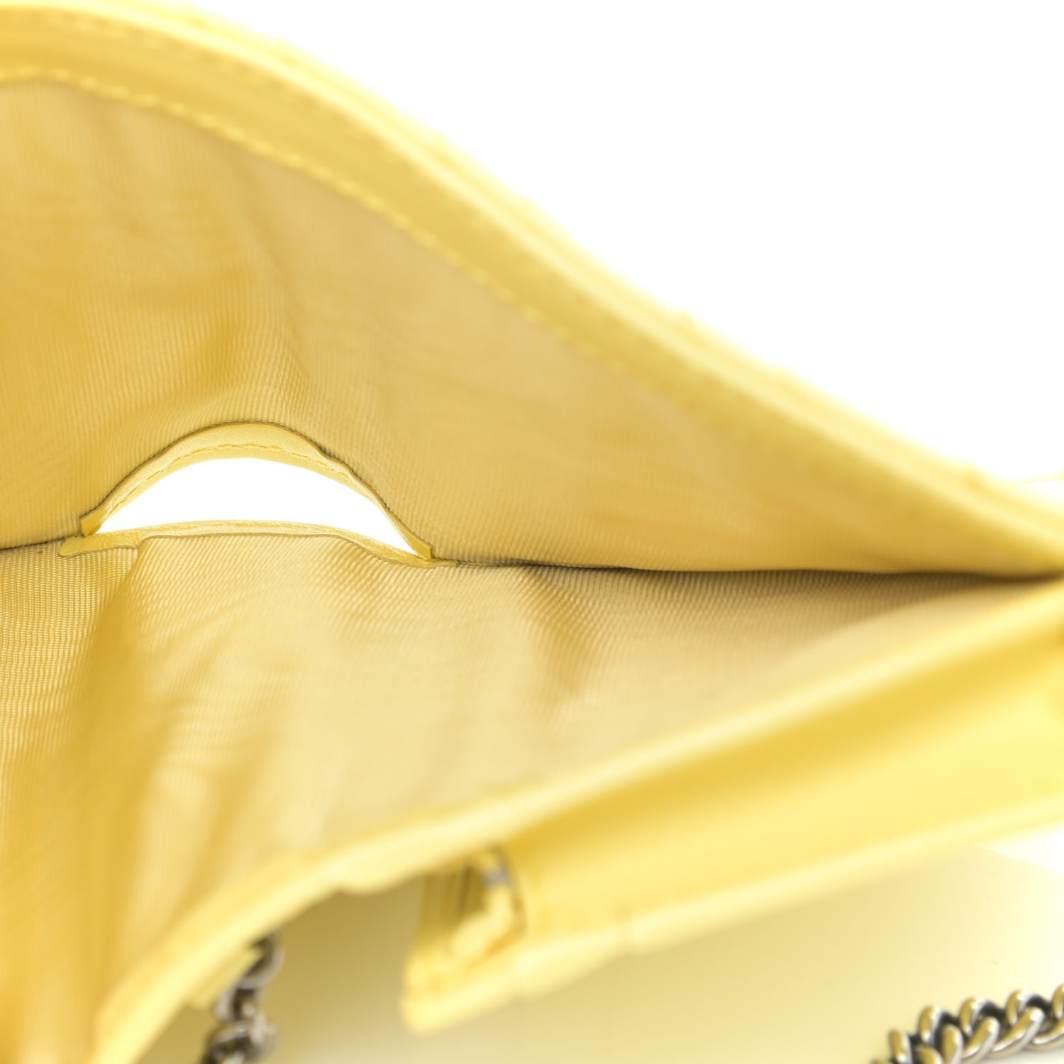 Gucci Calfskin Matelasse GG Marmont Mini Wallet On Chain Banana 5 of 9