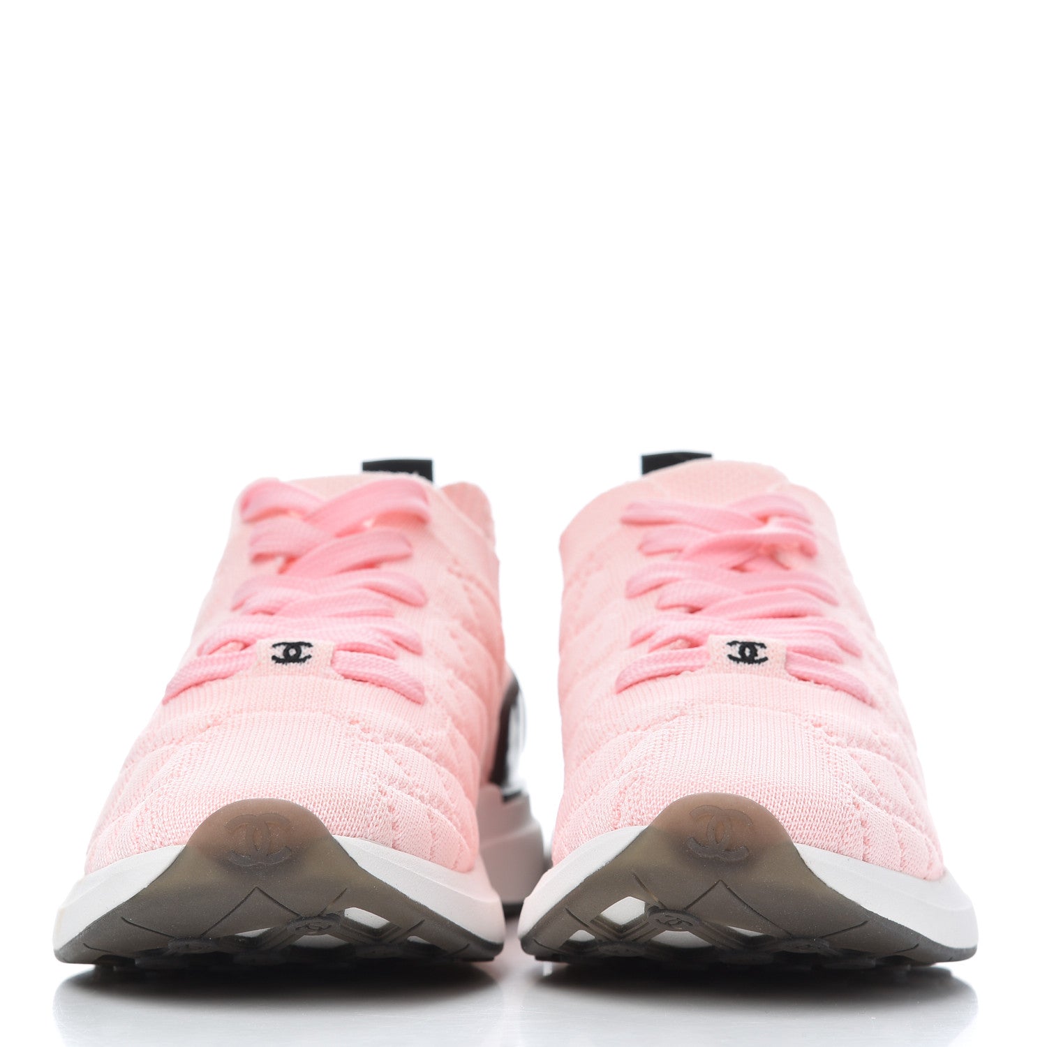Chanel Mixed Fibers Quilted Womens CC Sneakers 39.5 Light Pink 2 of 9