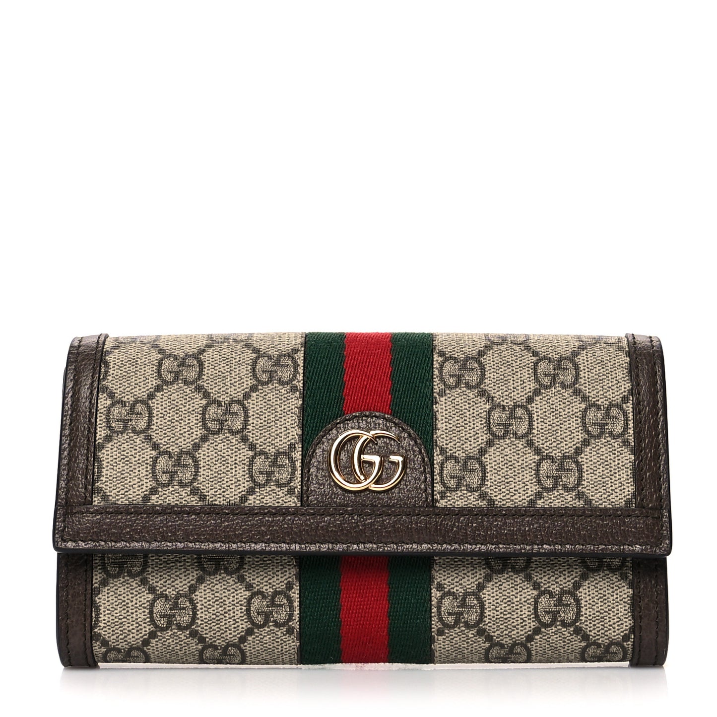 GG Supreme Monogram Web Ophidia Continental Wallet Brown