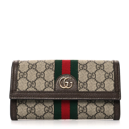 Gucci GG Supreme Monogram Web Ophidia Continental Wallet Brown 1 of 8