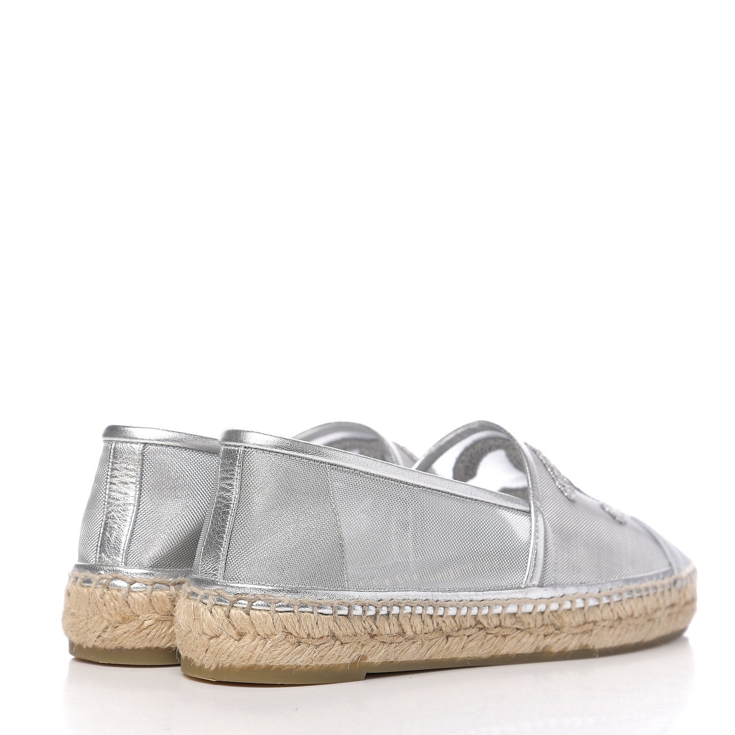 Mesh Grosgrain CC Espadrilles 37 Silver