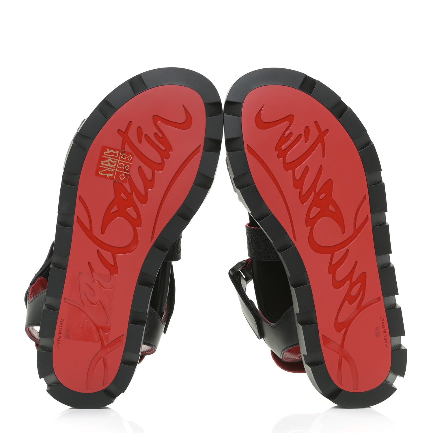Christian Louboutin Calfskin Velcrissimo Flat Sandals 38.5 Black 6 of 15