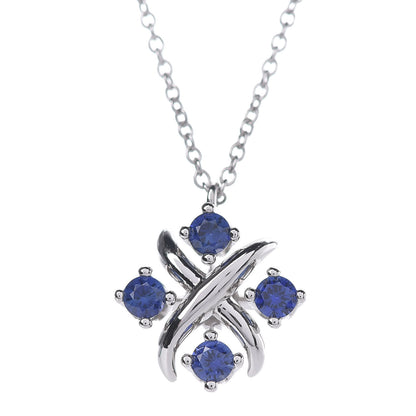 Tiffany Platinum Blue Sapphire Schlumberger Lynn Pendant Necklace 4 of 6