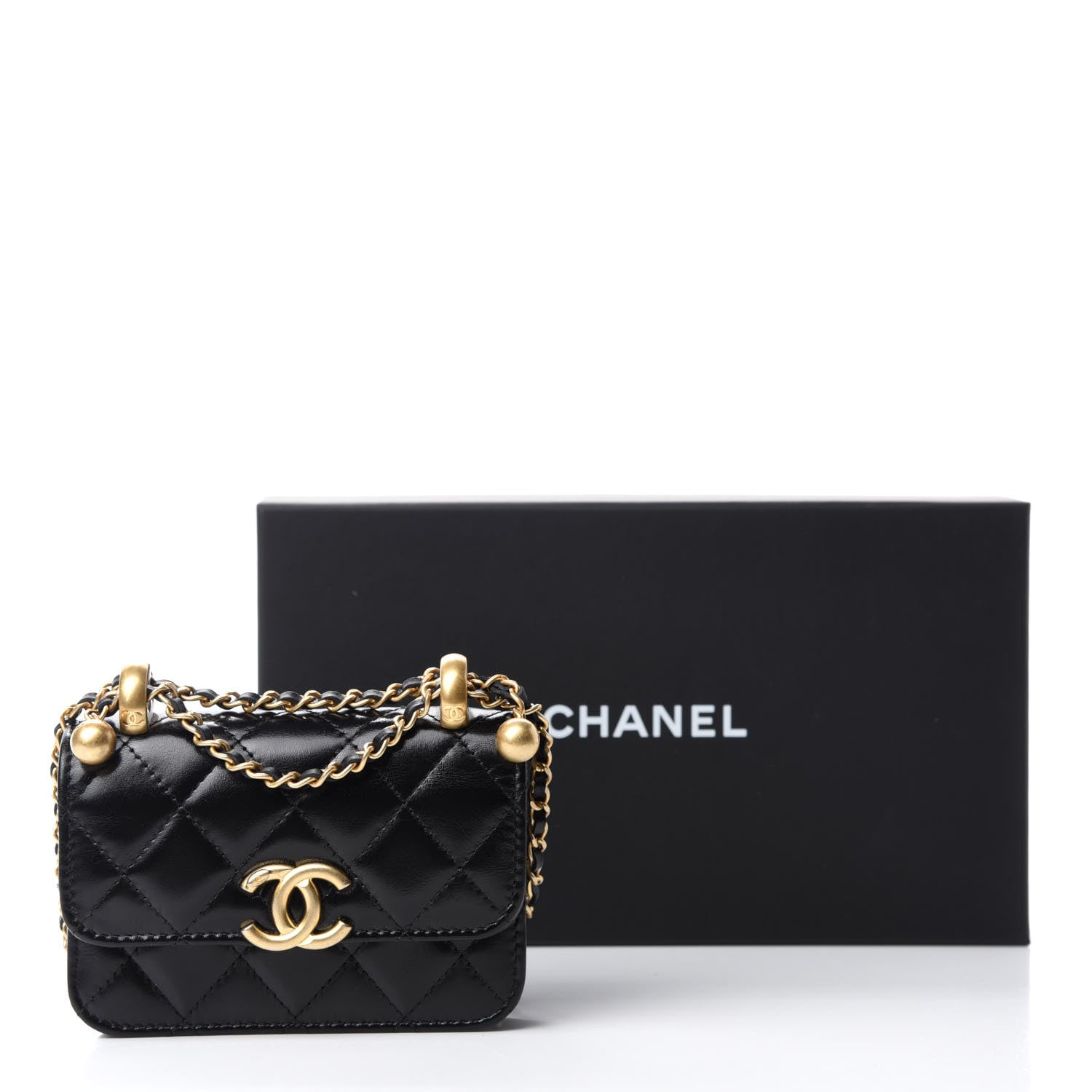 Chanel Calfskin Quilted Perfect Fit Coin Purse With Chain Black 13 of 13