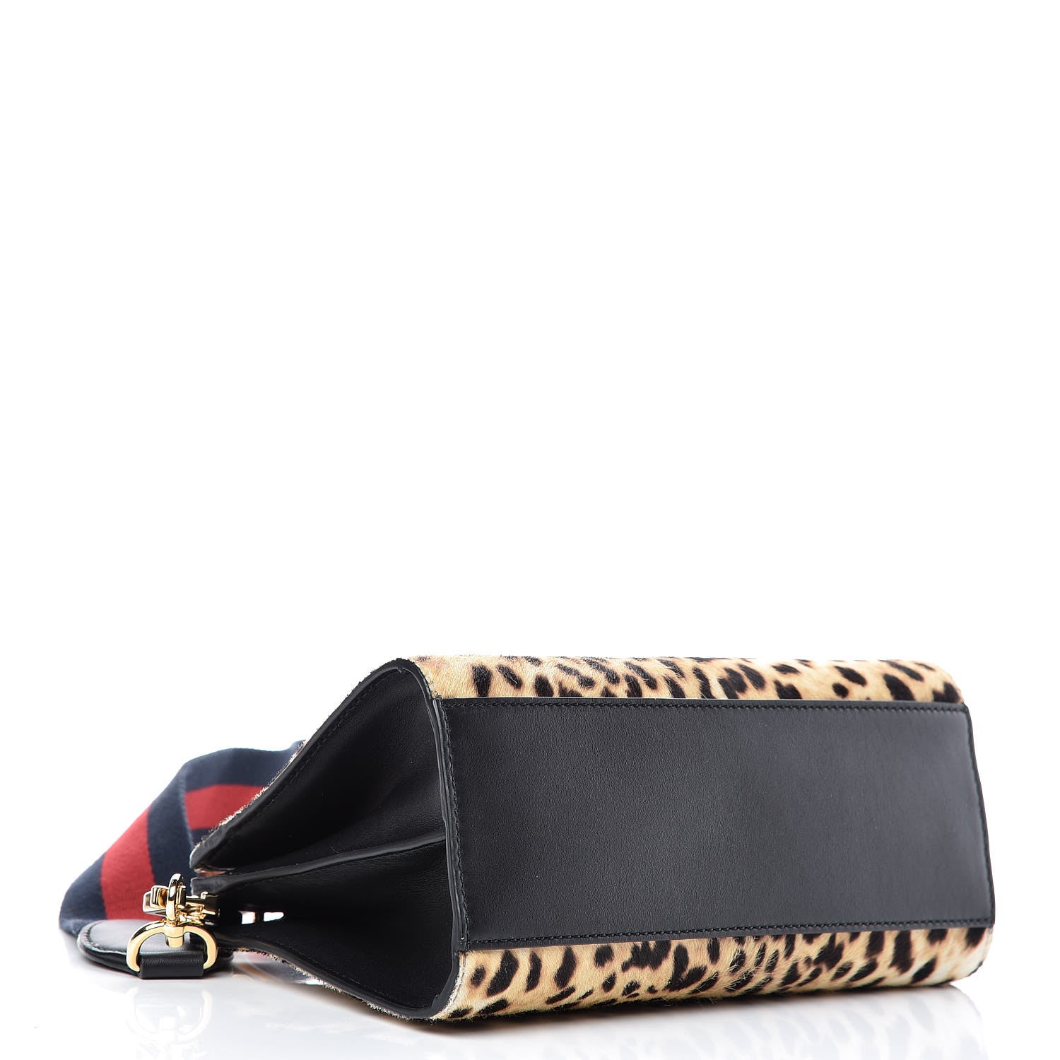 Gucci Calf Hair Bamboo Web Leopard Print Mini Nymphaea Top Handle Bag 4 of 13