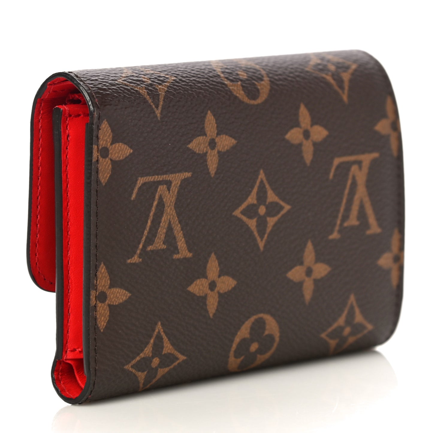 Monogram Flower Lock Compact Wallet Coquelicot