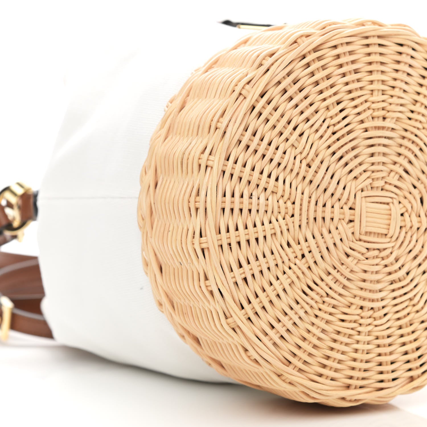 Prada Wicker Canvas Bucket Bag Naturale 9 of 11