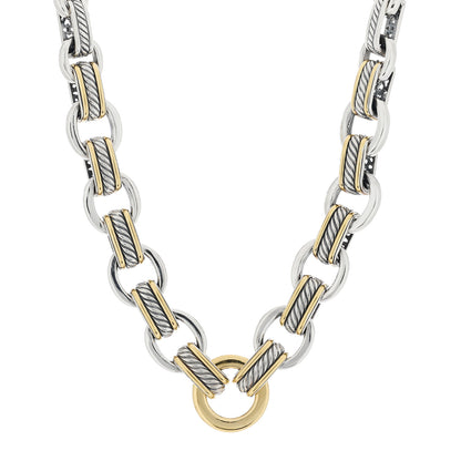 David Yurman Sterling Silver 18K Yellow Gold Link Necklace 1 of 3
