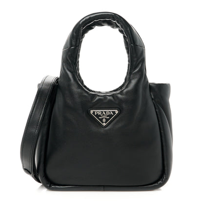 Prada Nappa Soft Padded Small Double Handled Shoulder Bag Black 1 of 10