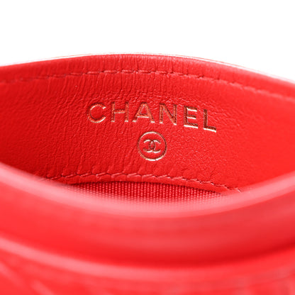 Chanel Lambskin Camellia Embossed Card Holder Red 6 of 8