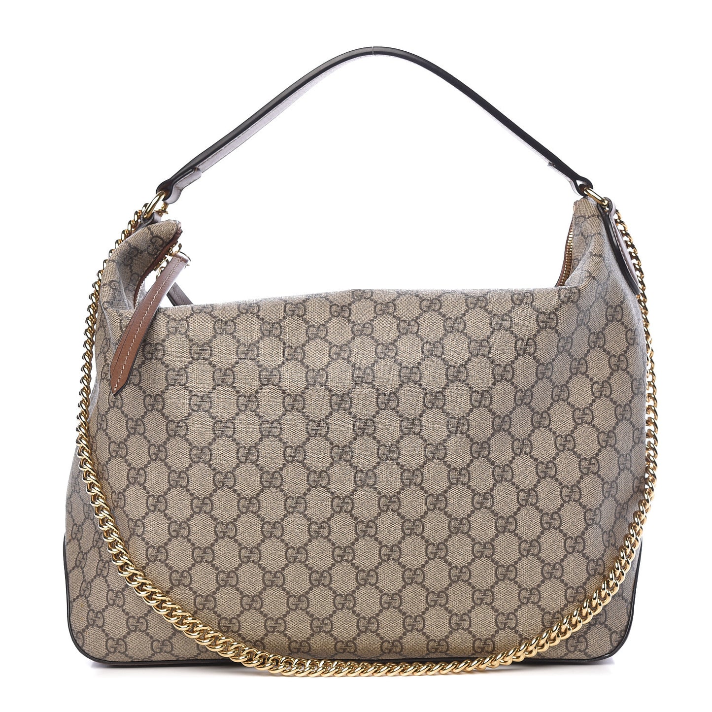 GG Supreme Monogram Large Linea A Hobo Light Brown
