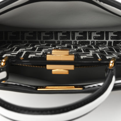 Fendi X JOSHUA VIDES Calfskin Medium Peekaboo Iconic Satchel White Black 5 of 11