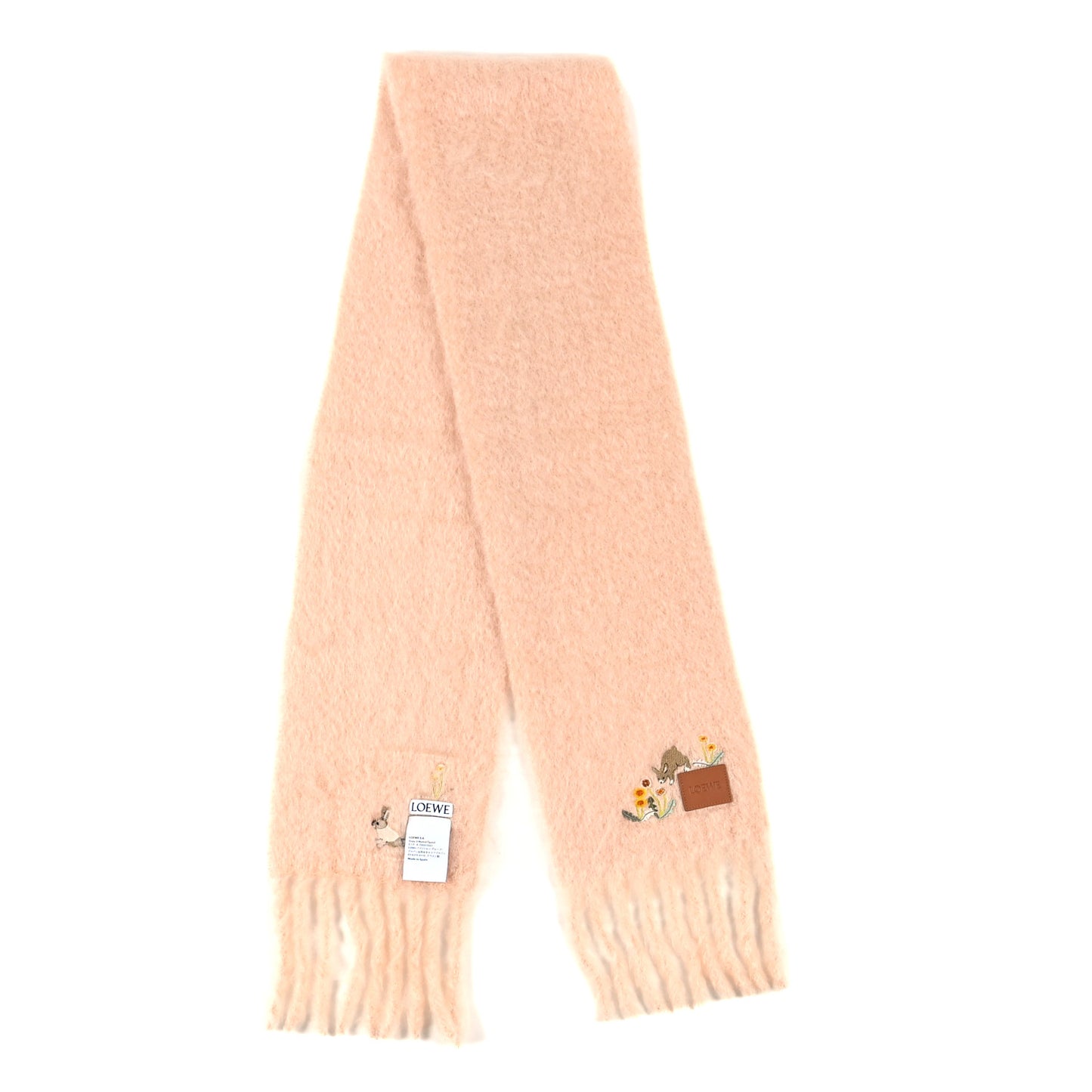 X SUNA FUJITA Mohair Wool Bunny Scarf Light Peach