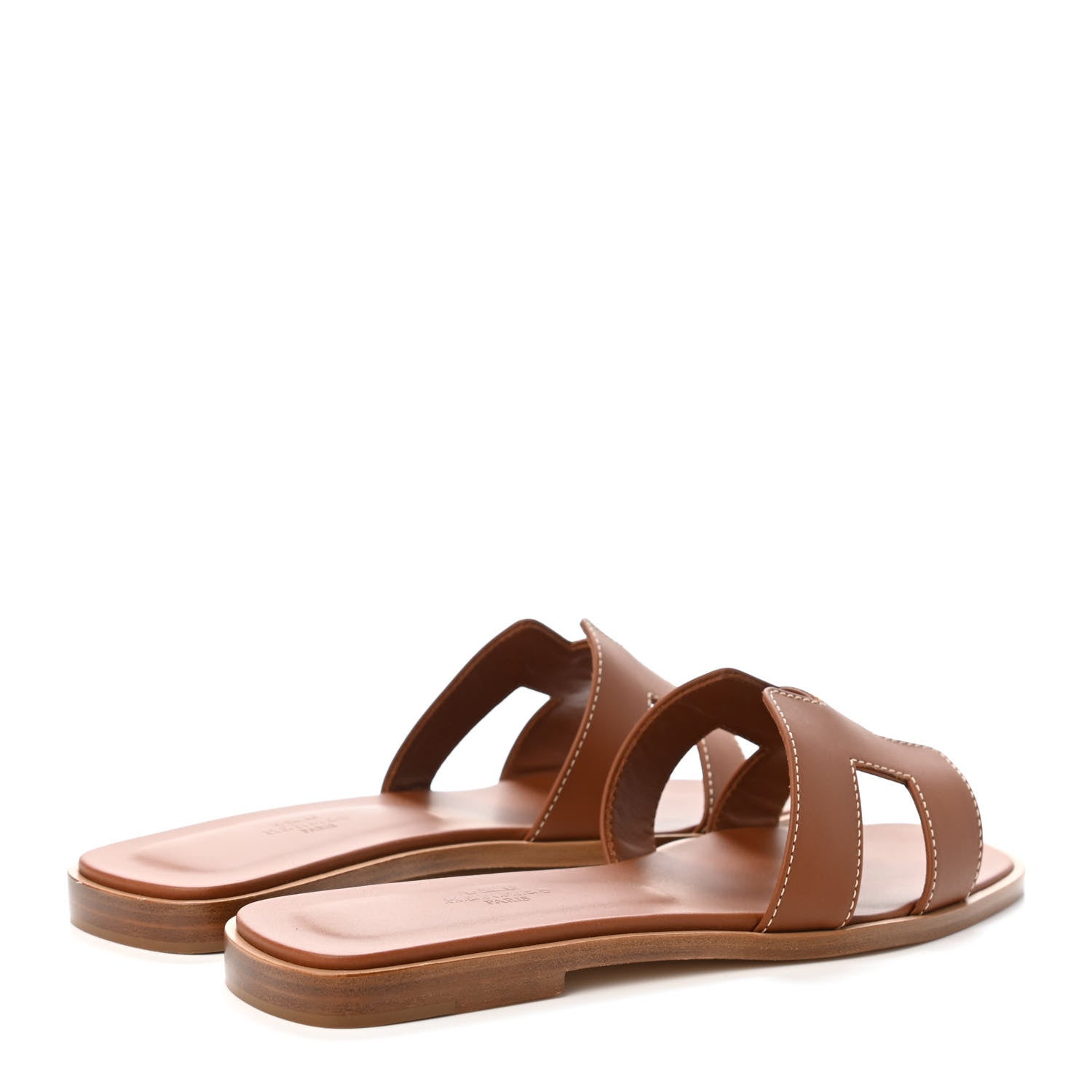 Hermes Box Calfskin Oran Sandals 36.5 Gold 3 of 4