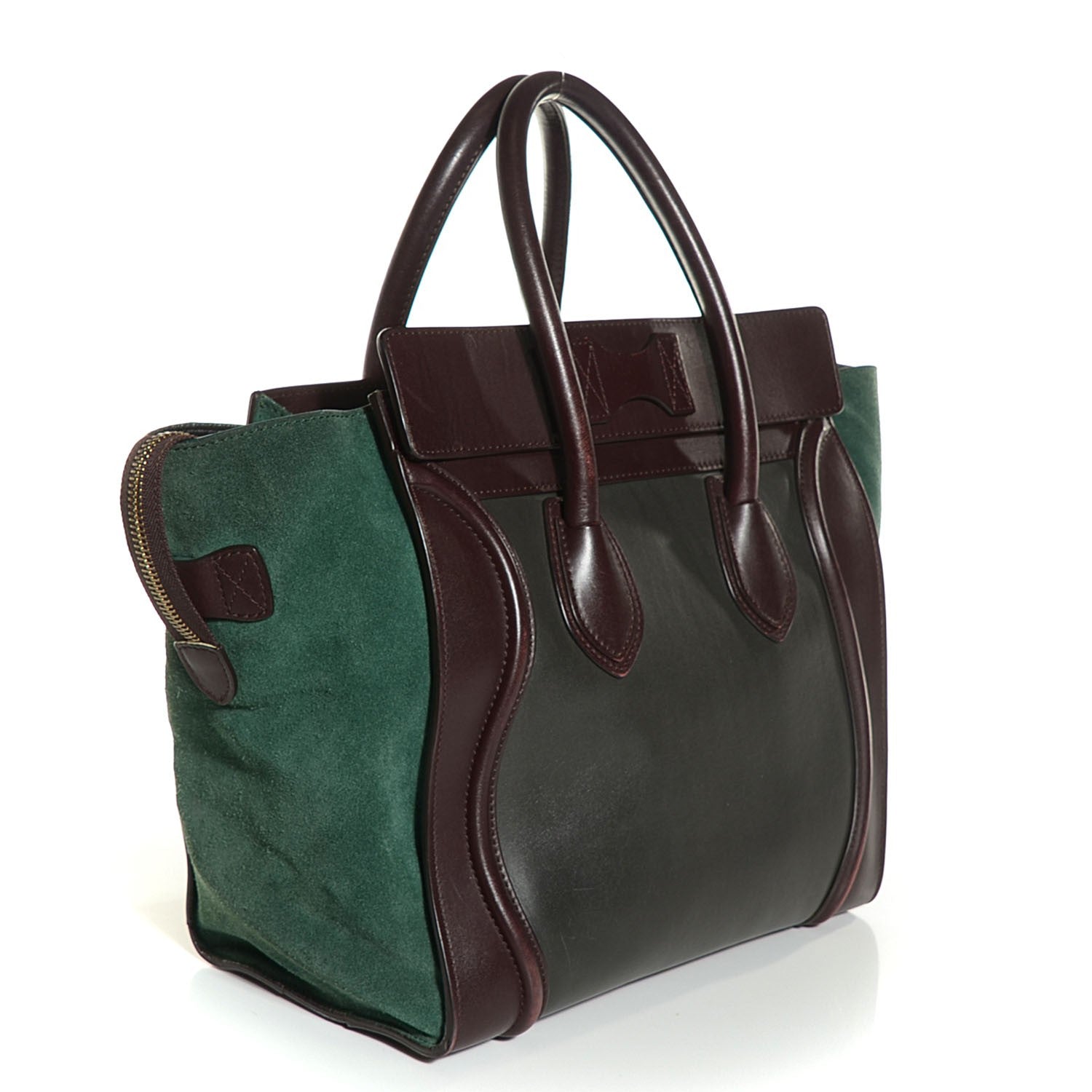 Celine Smooth Calfskin Suede Mini Tri-Color Luggage Burgundy 3 of 9