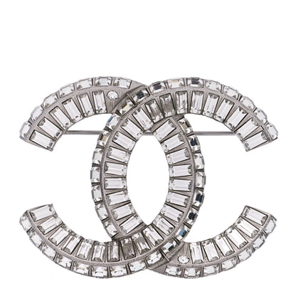Chanel Baguette Crystal CC Brooch Silver 1 of 6