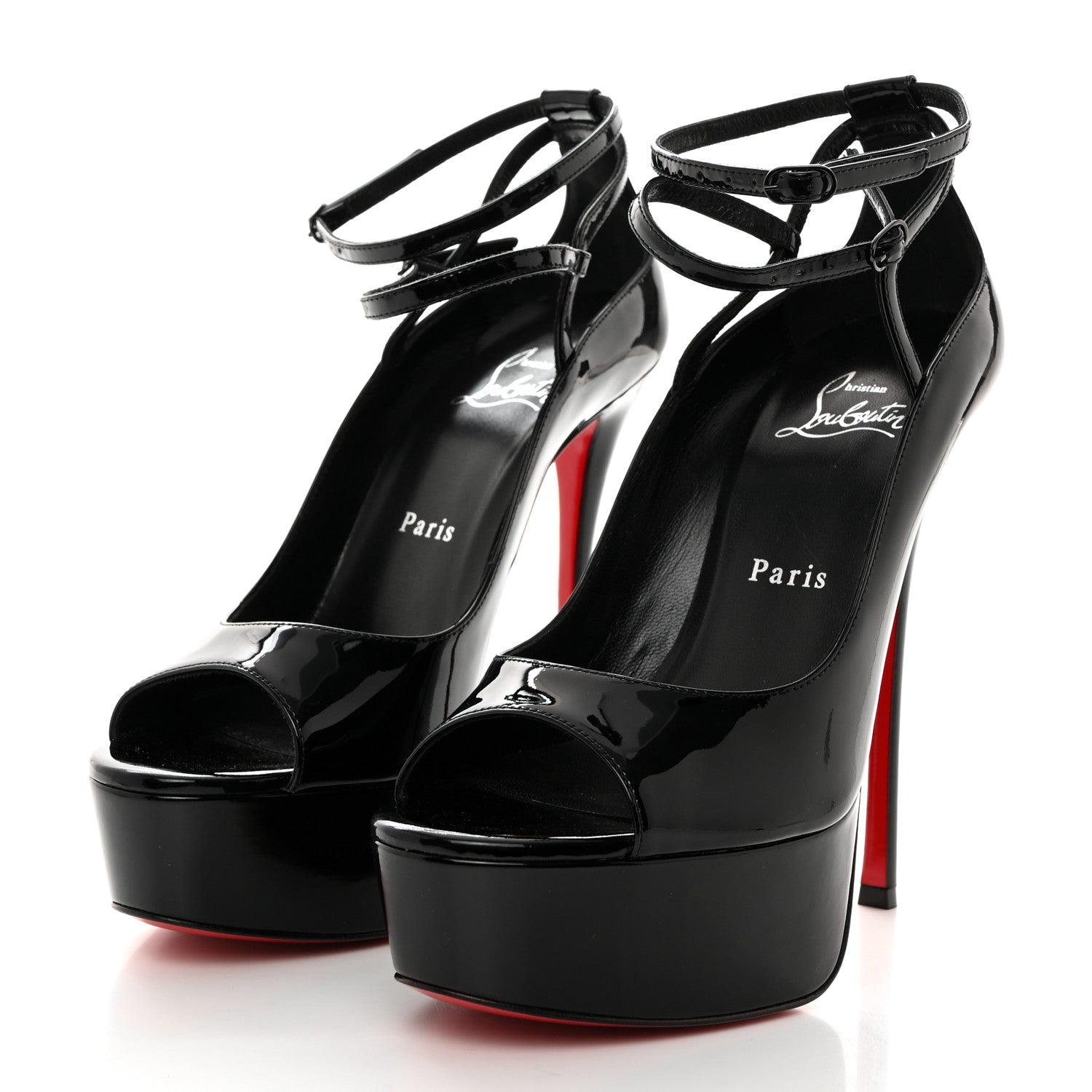 Christian Louboutin Patent Very Conclusive Alta Platform Peep Toe 150 Pumps 37 Black 3 of 7