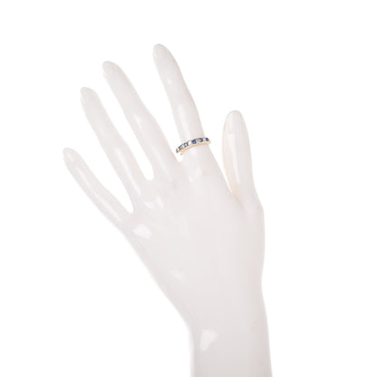 Tiffany 18K Yellow Gold Platinum Diamond Blue Sapphire 4mm Lucida Band Ring 52 6 2 of 8