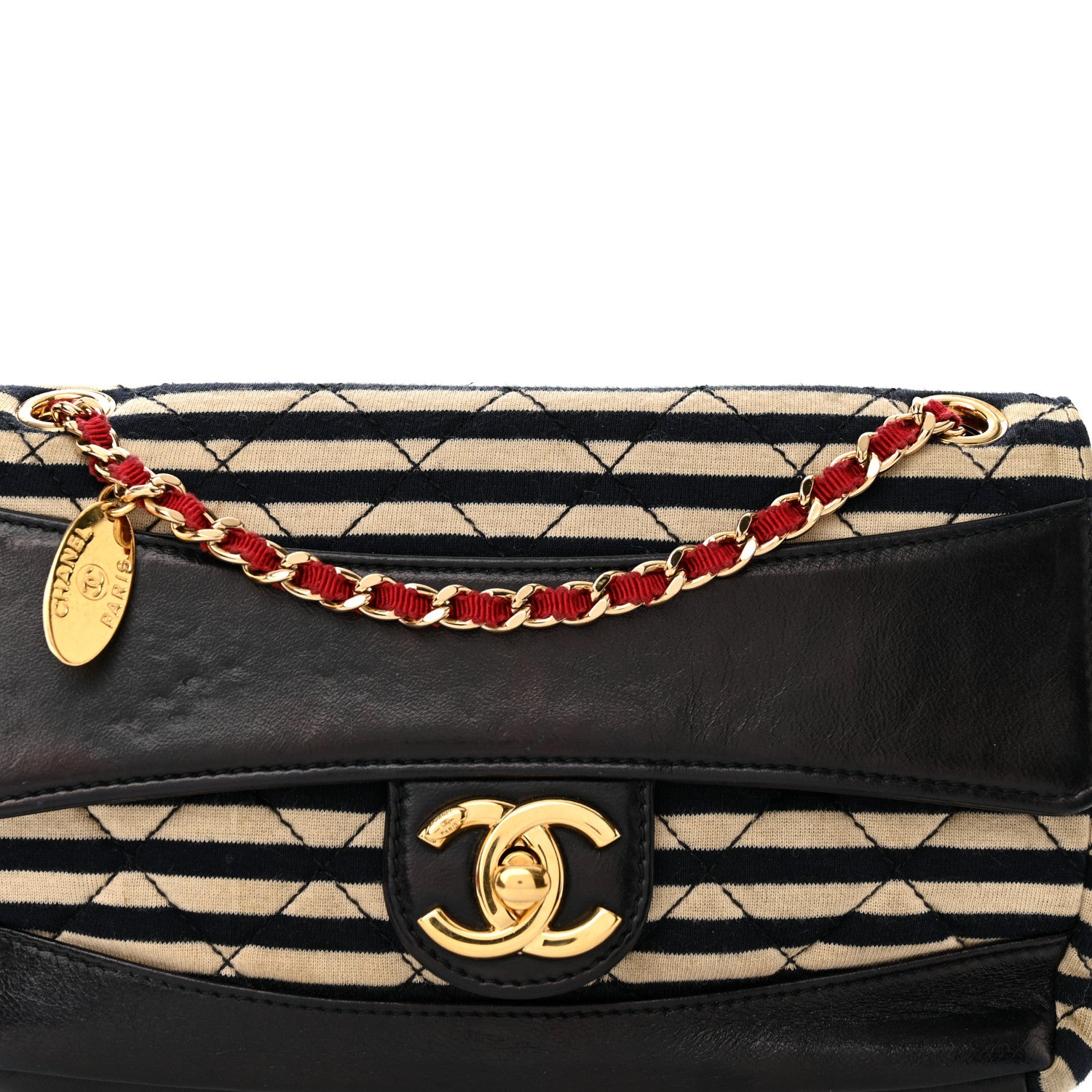 Chanel Jersey Quilted Small Coco Sailor Flap Black White 9 of 13