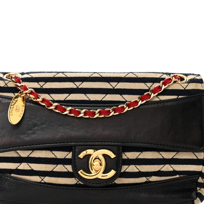Chanel Jersey Quilted Small Coco Sailor Flap Black White 9 of 13