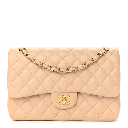 Chanel Lambskin Quilted Jumbo Double Flap Beige 1 of 10