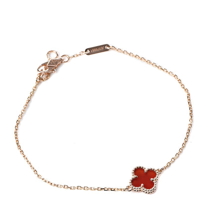 Van Cleef & Arpels 18K Rose Gold Carnelian Sweet Alhambra Bracelet 1 of 7