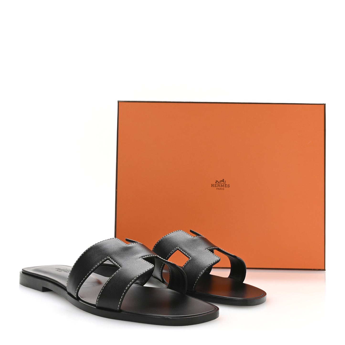 Box Calfskin Oran Sandals 40 Black