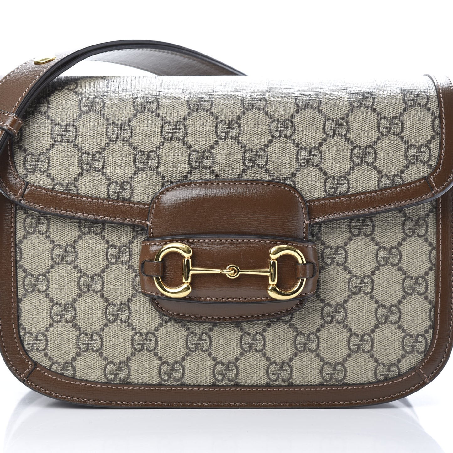 GG Supreme Monogram Horsebit 1955 Shoulder Bag Beige Brown Sugar