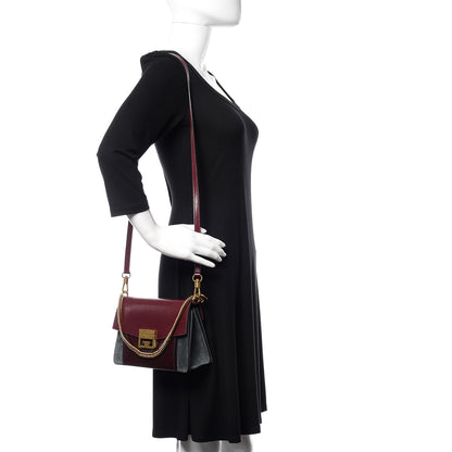 Givenchy Crinkled Patent Deerskin Suede Small GV3 Shoulder Bag Aubergine Graphite 2 of 8