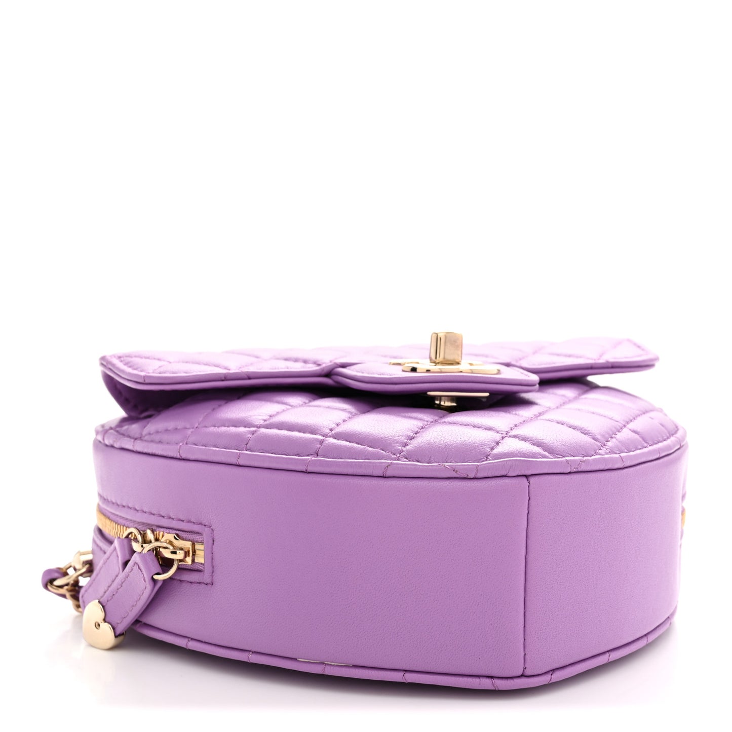 Lambskin Quilted CC In Love Heart Bag Purple