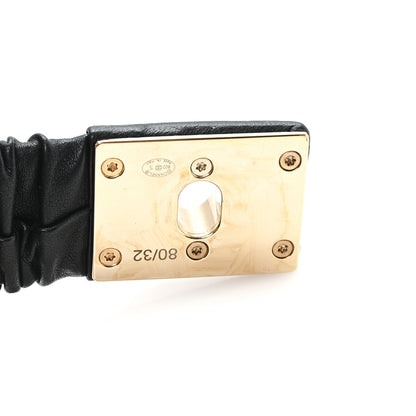 Chanel Lambskin Ruched Turn Lock CC Belt 80 32 Black 3 of 4