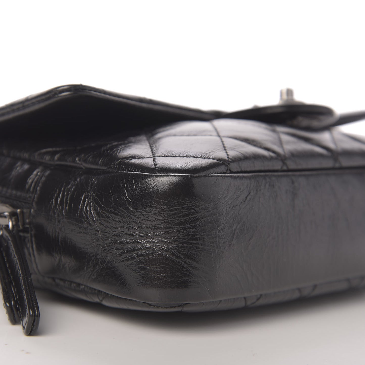 Glazed Calfskin Medium Duo Color Flap Black