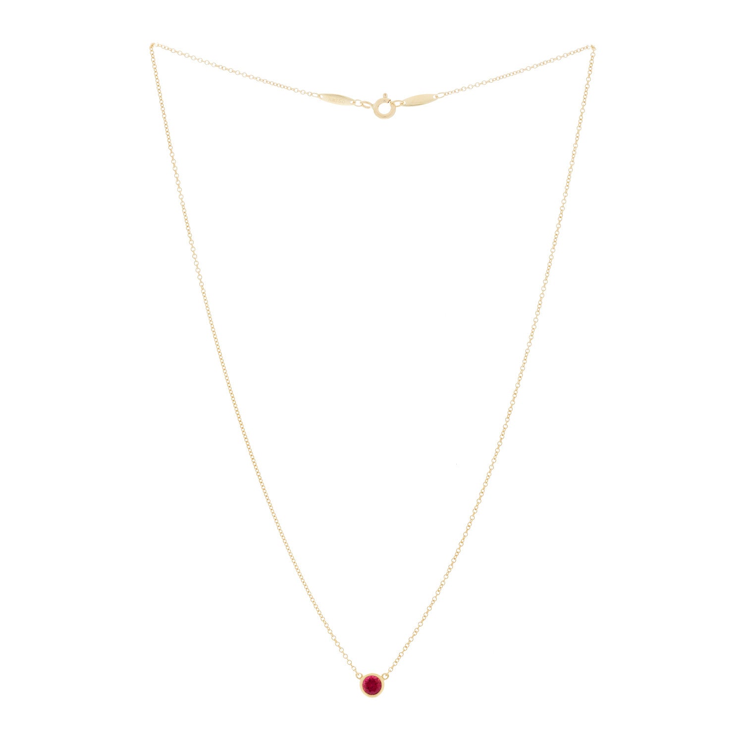 Tiffany 18K Yellow Gold Ruby Elsa Peretti Color By The Yard Pendant Necklace 2 of 5