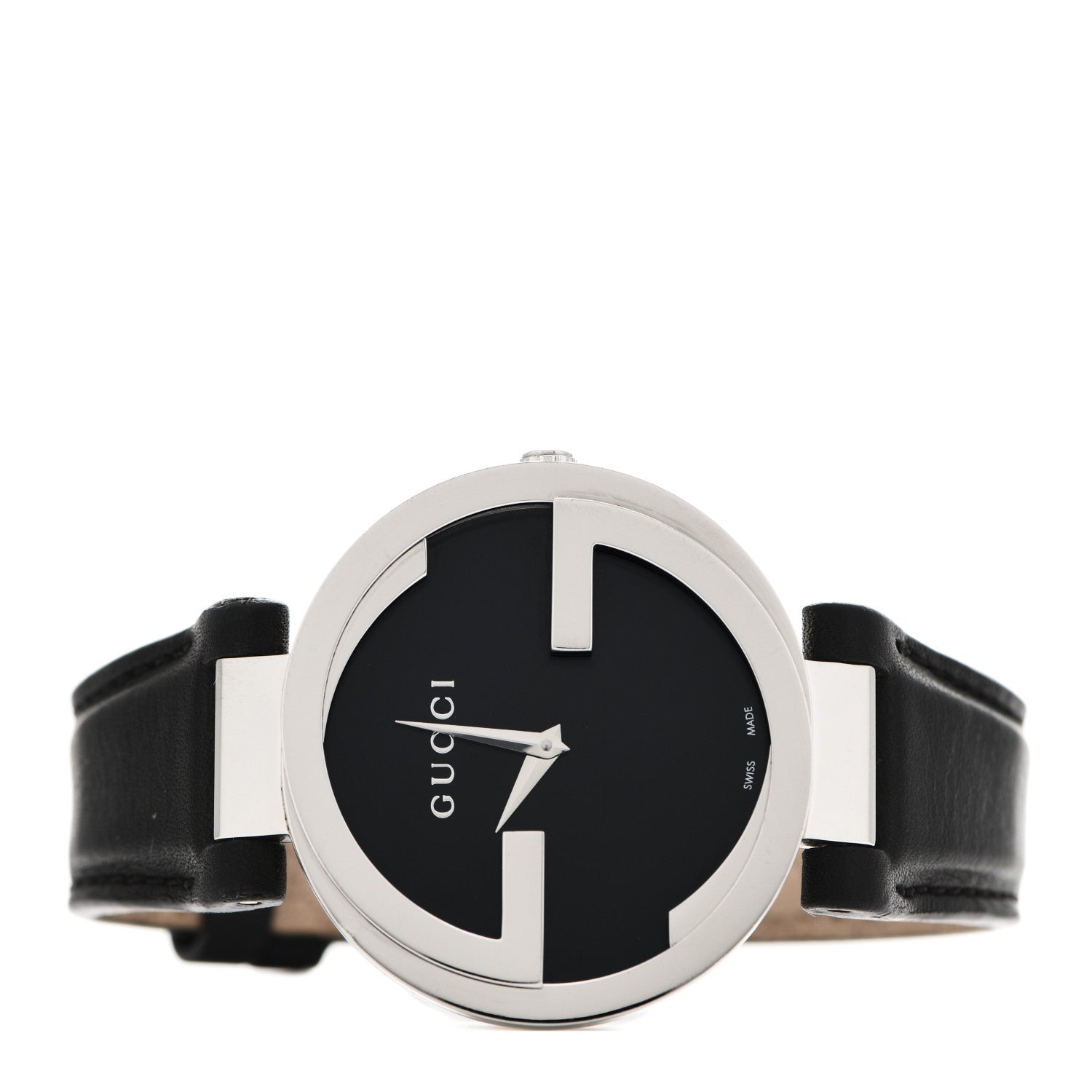 Gucci Stainless Steel Calfskin 37mm Interlocking G Quartz Watch Black 2 of 5
