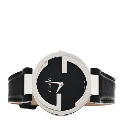 Gucci Stainless Steel Calfskin 37mm Interlocking G Quartz Watch Black 2 of 5