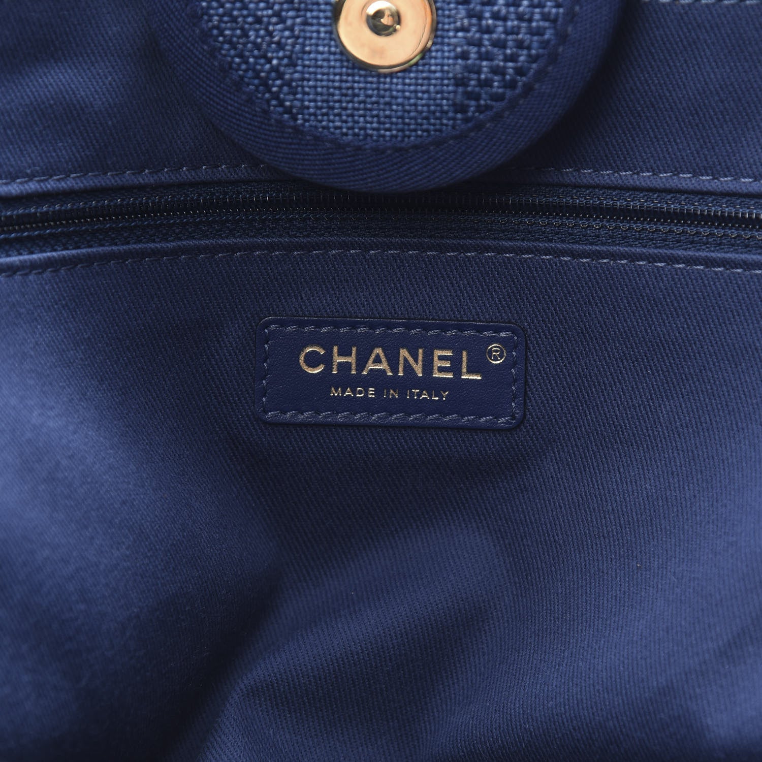 Chanel Mixed Fibers Striped Medium Deauville Tote Navy Blue 6 of 10
